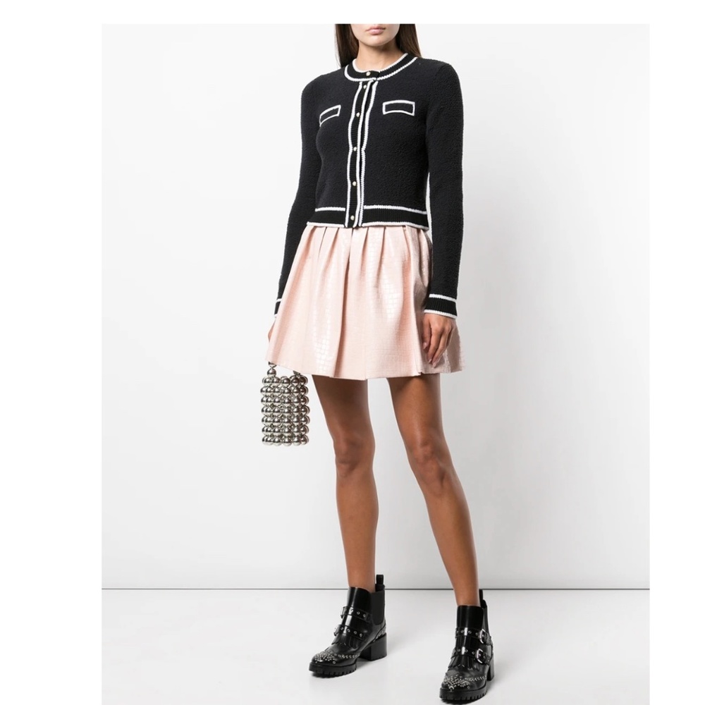 ALICE + OLIVIA Fizer Faux Leather Pleated Skirt in Blush - Picture 2 of 9